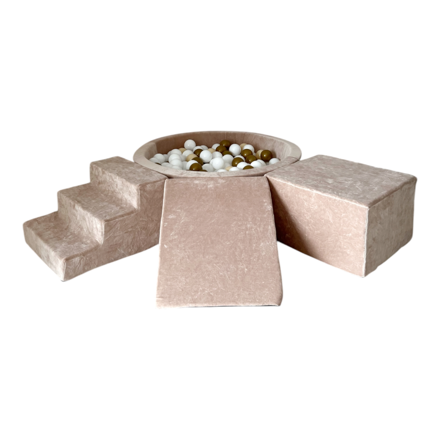 3dílná sametová pěnová hrací sada s bazénkem a 200 míčky (4 barvy)