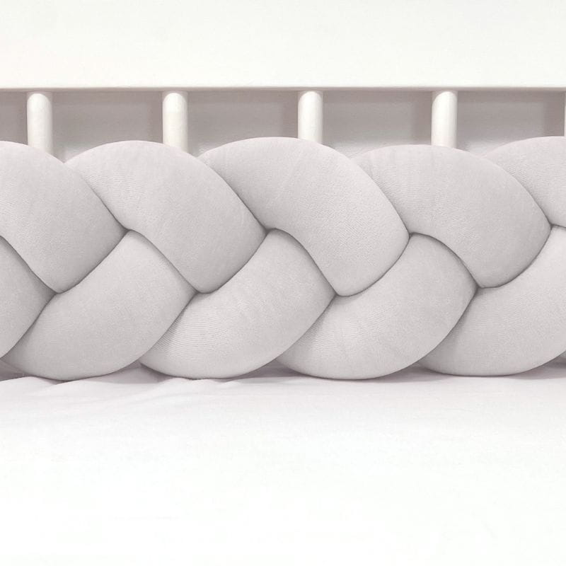 Ochranný mantinel do postýlky - Pletený cop - Šedý (120-400 cm)