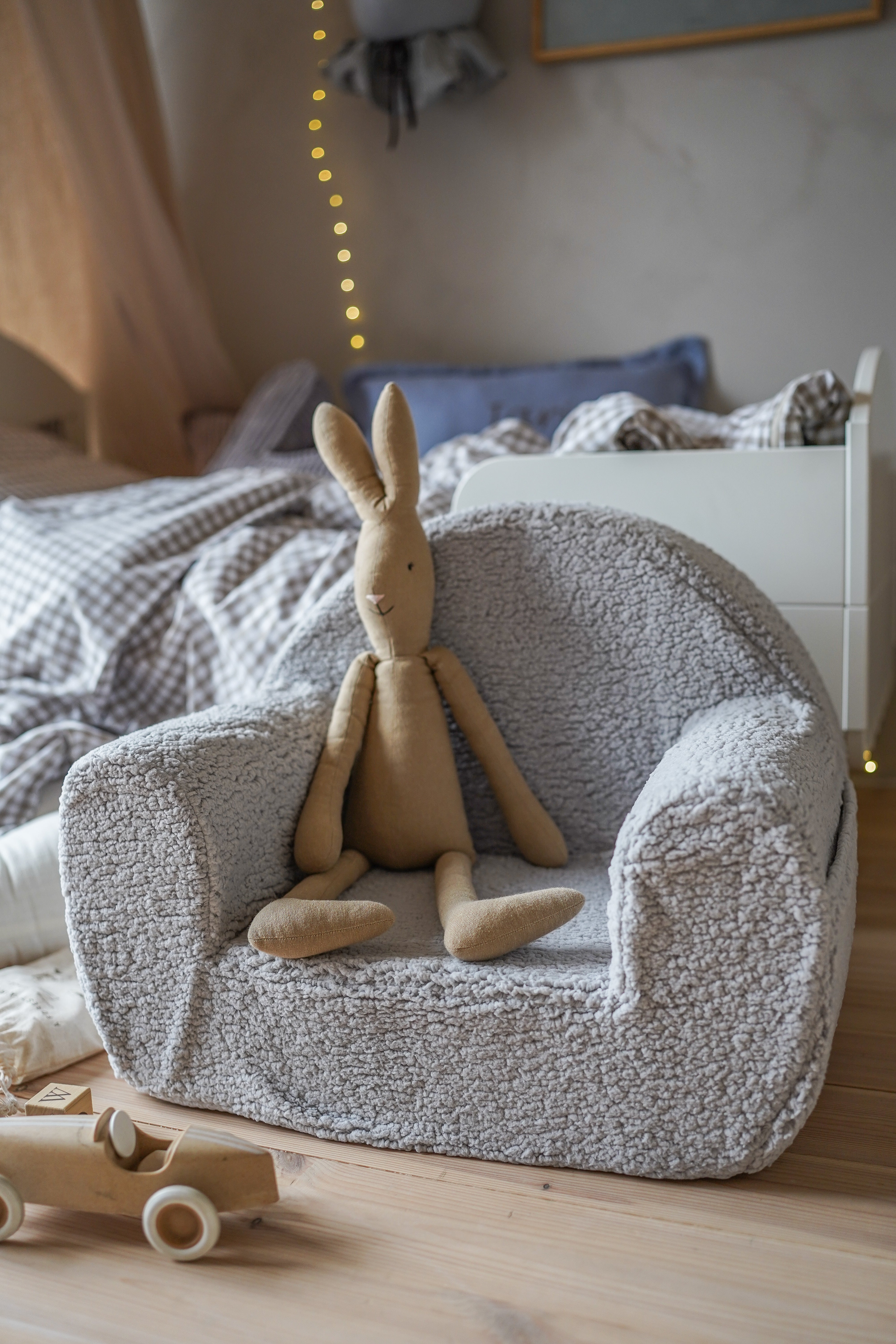 Personalizované dětské křesílko se jménem - Šedé – Vyrobeno na zakázku