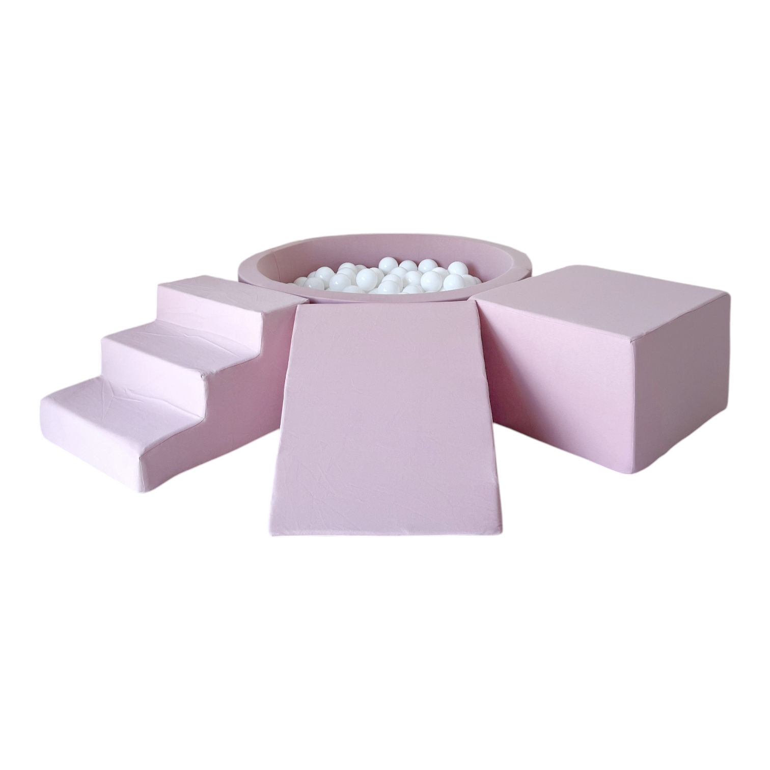 3dílná pěnová hrací sada se suchým bazénkem a 200 míčky – Bavlna (6 barev)