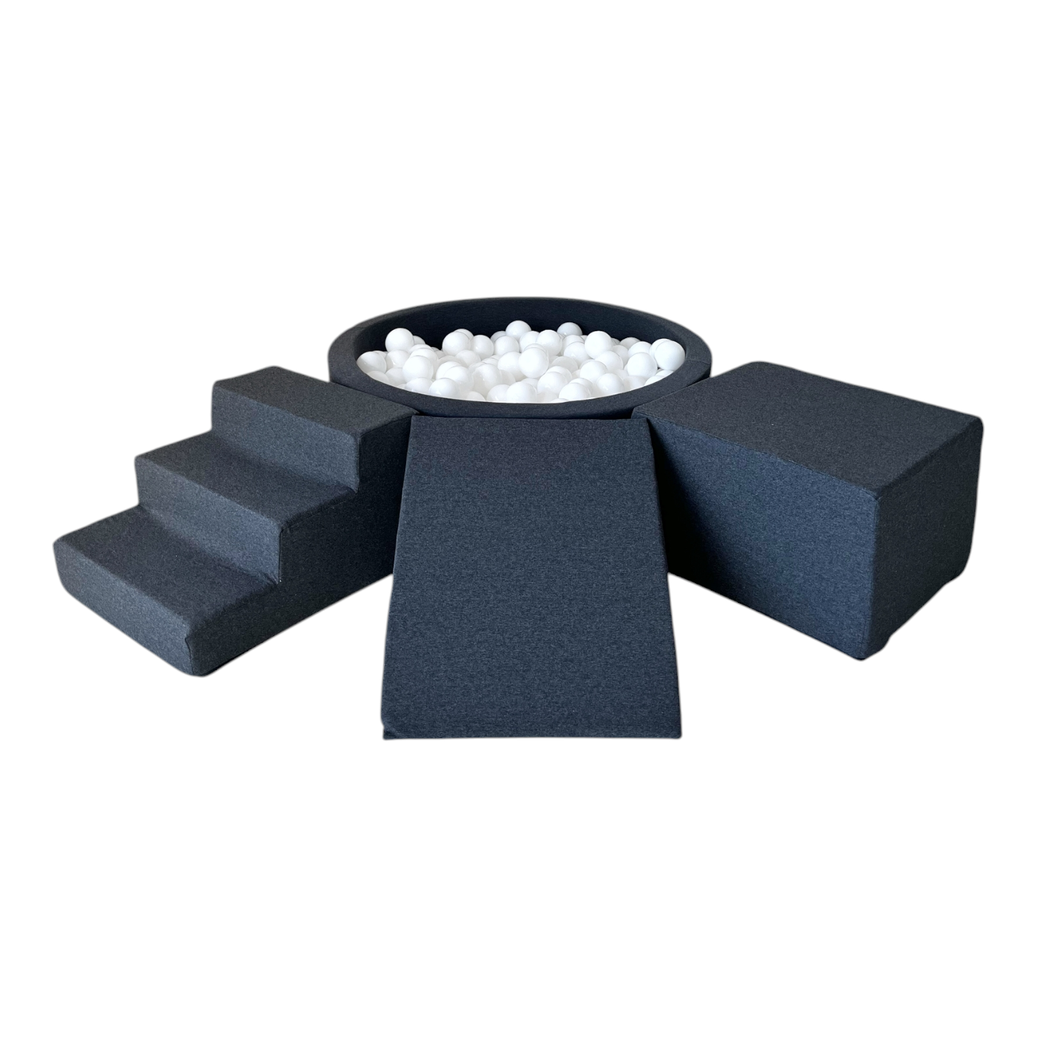 3dílná pěnová hrací sada se suchým bazénkem a 200 míčky – Bavlna (6 barev)