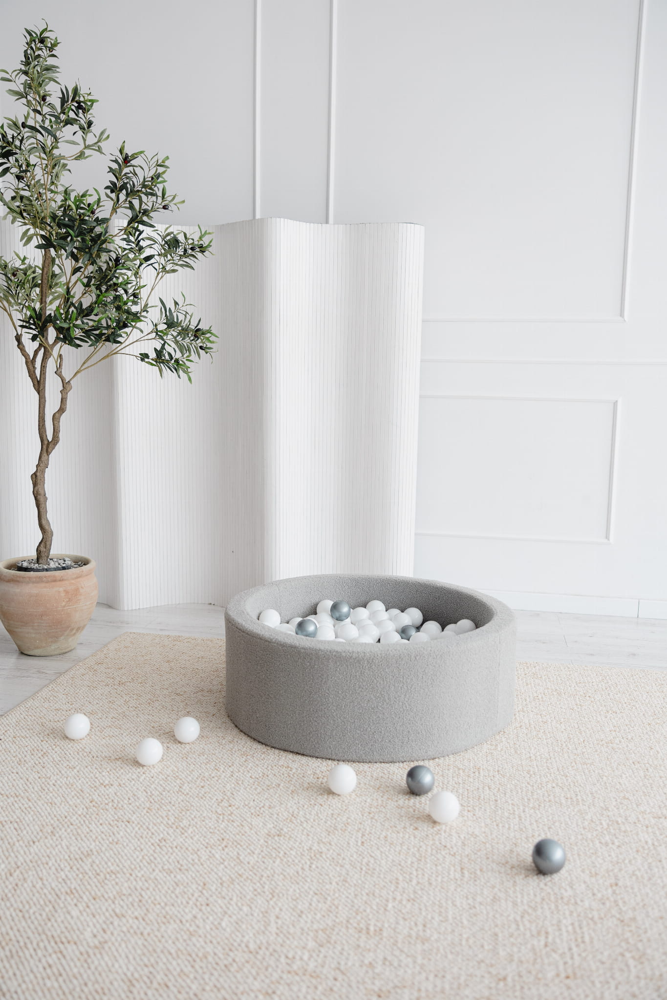 Prémiový suchý bazének s míčky Bouclé – Šedý (200/250 míčků)