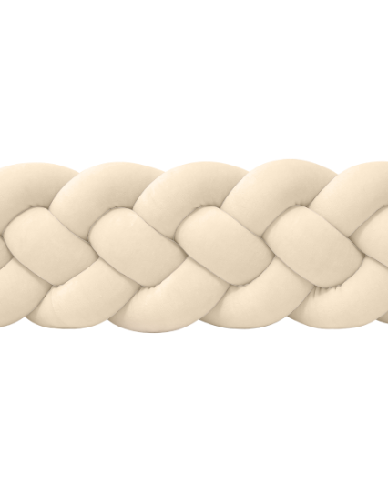 Mantinel do postýlky – Pletený cop 4-pramenný - Krémový (120-400 cm)