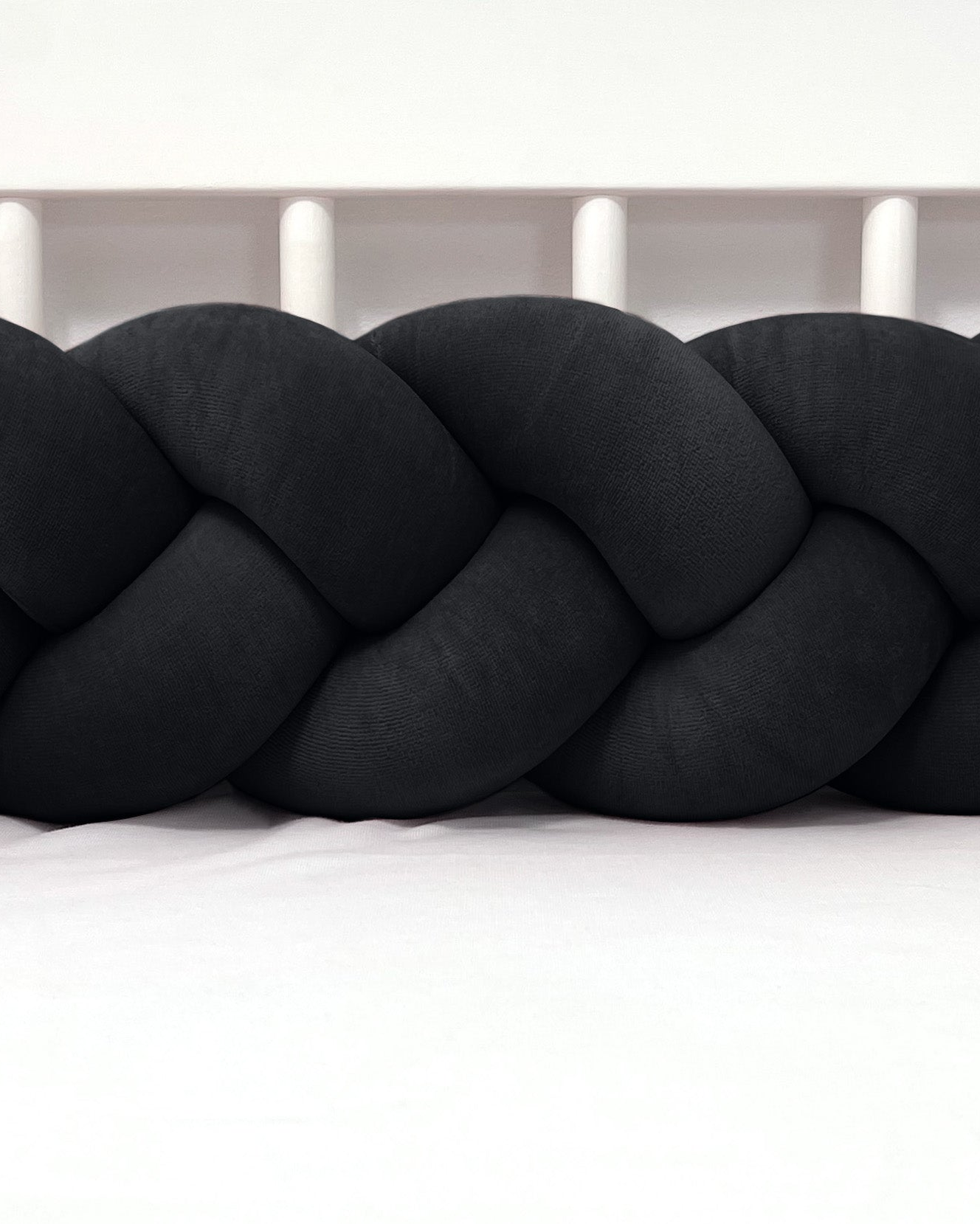 Mantinel do postýlky - Pletený cop (klasický) - Černý (120-400 cm)