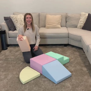 Soft Play 5 Foam Block Set - Light Pastel Corner Climber