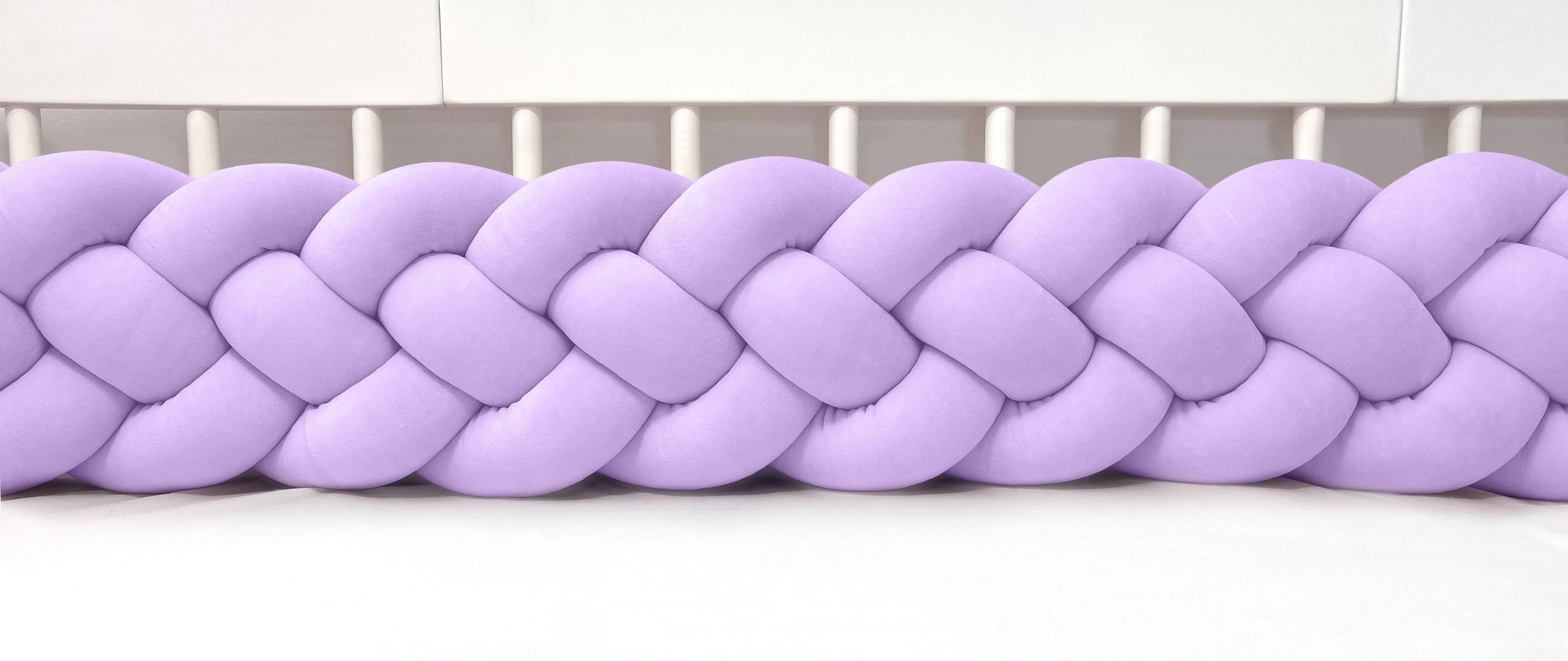 Mantinel do postýlky – Pletený cop 4-pramenný - Levandulový (120-400 cm)