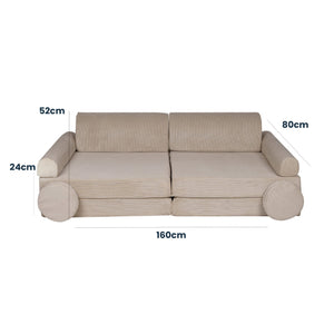 MeowBaby® Large Slimcord Premium Sofa - Ecru