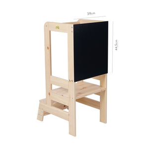 MeowBaby Wooden Kitchen Helper for Children with Board - Natural