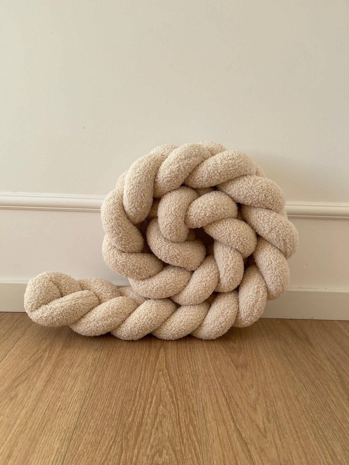 Bouclé mantinel do postýlky - Pletený cop - Světle Béžový