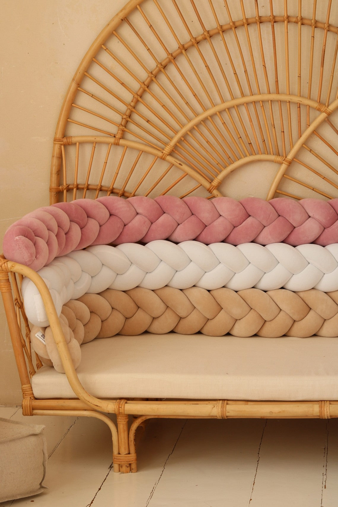 Ochranný mantinel do postýlky - Pletený cop - Bílý (120-400 cm)