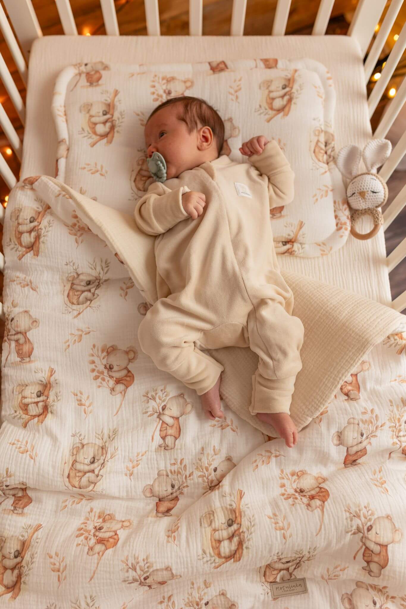 Mušelínová ložní souprava s výplní pro miminka (přikrývka + polštář) - Medvídek Koala