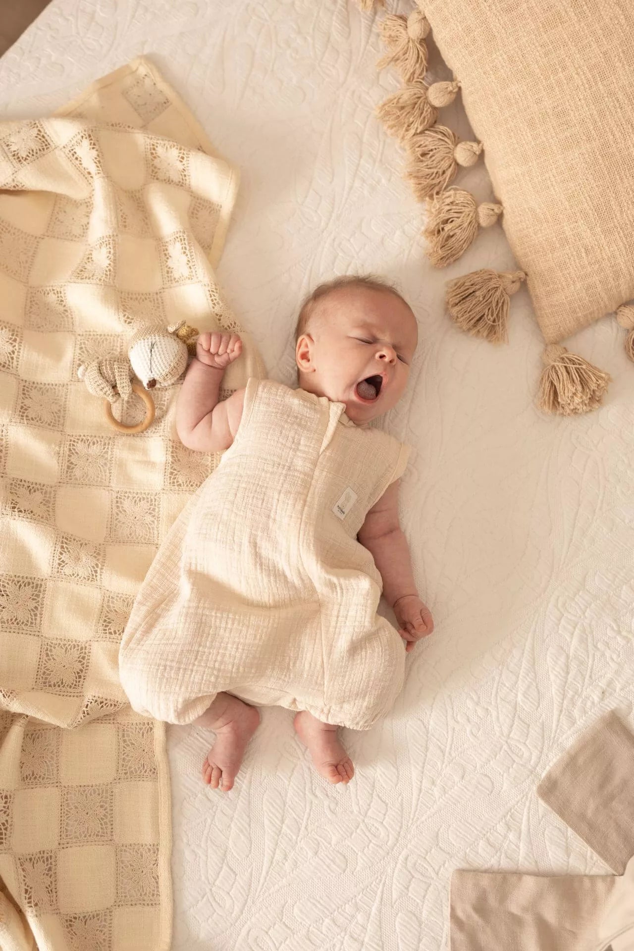 Lehký mušelínový letní overal LinenLook - Vanilka