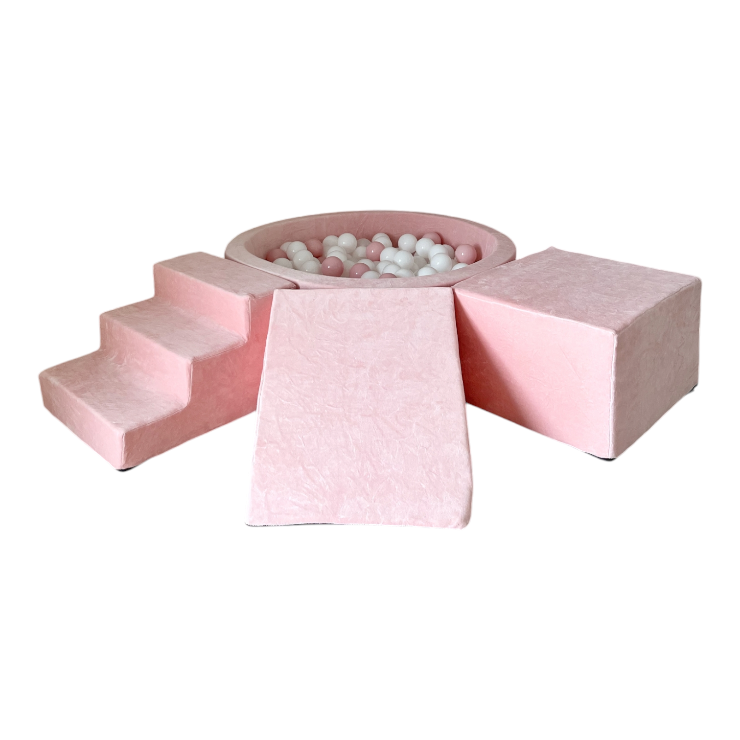 3dílná sametová pěnová hrací sada s bazénkem a 200 míčky (4 barvy)