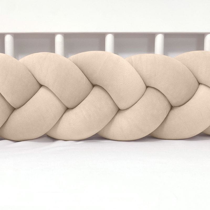 Ochranný mantinel do postýlky - Pletený cop - Béžový (120-400 cm)