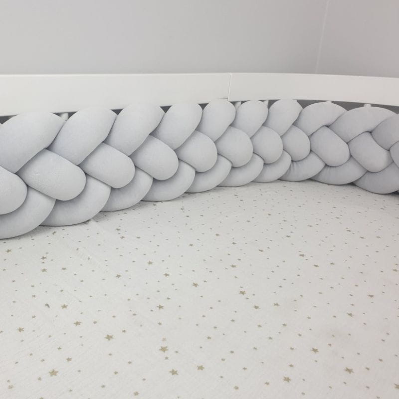 Ochranný mantinel do postýlky - 4-pásmový cop - Světle šedý (120-400 cm)