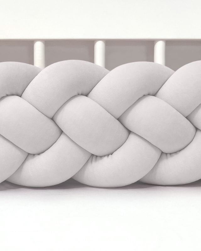 Ochranný mantinel do postýlky - 4-pásmový cop - Světle šedý (120-400 cm)