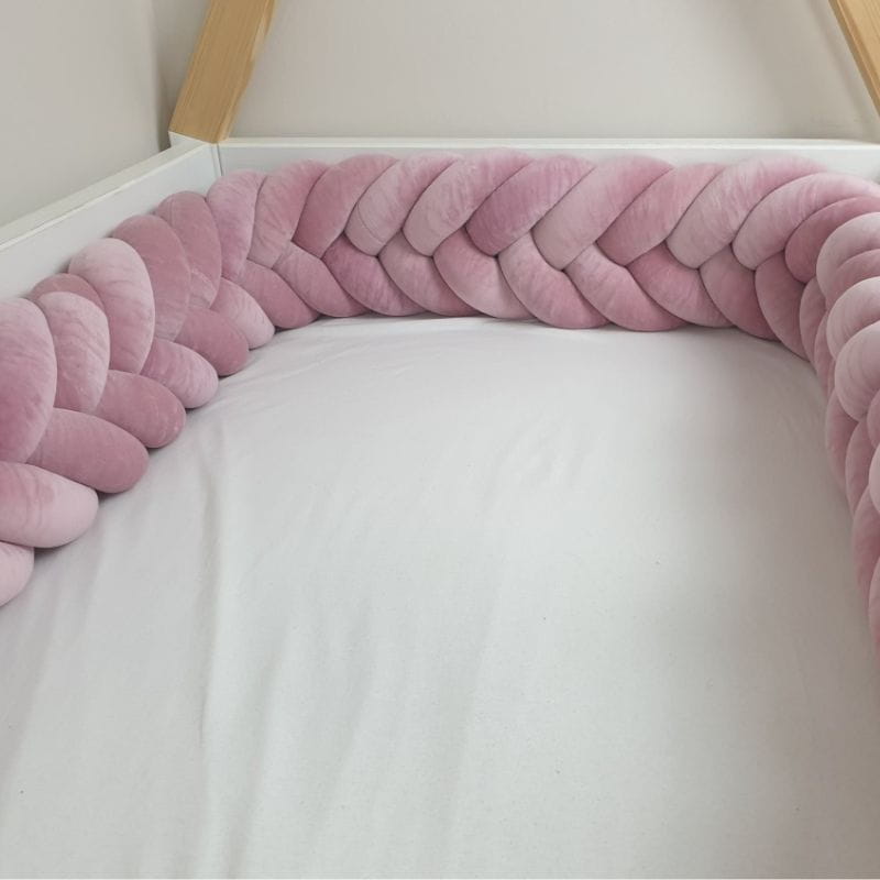 Ochranný mantinel do postýlky - Rybí cop - Tmavě růžový (120-400 cm)