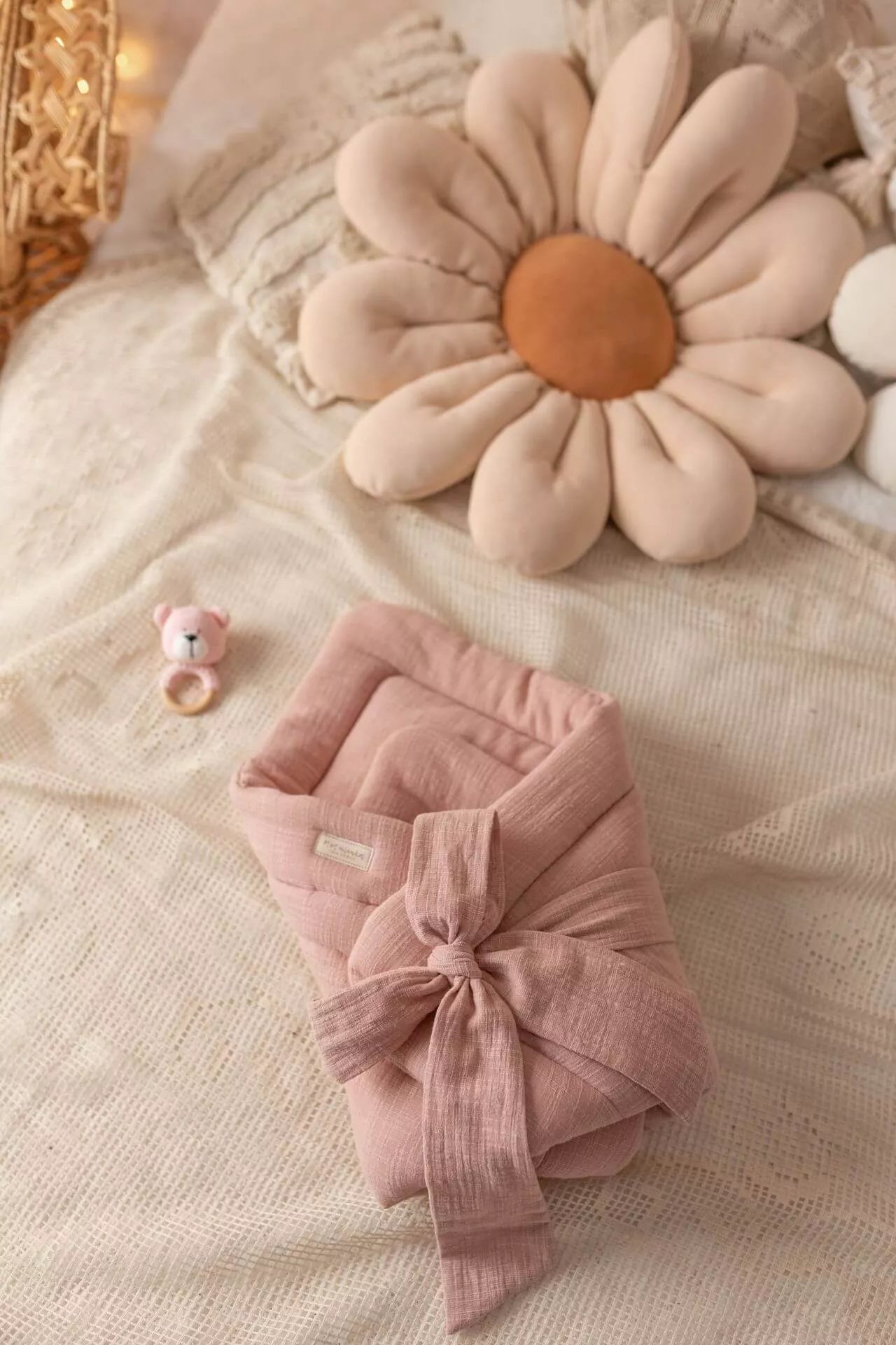 Zavinovačka pro novorozence – 100% mušelín LinenLook – růžová