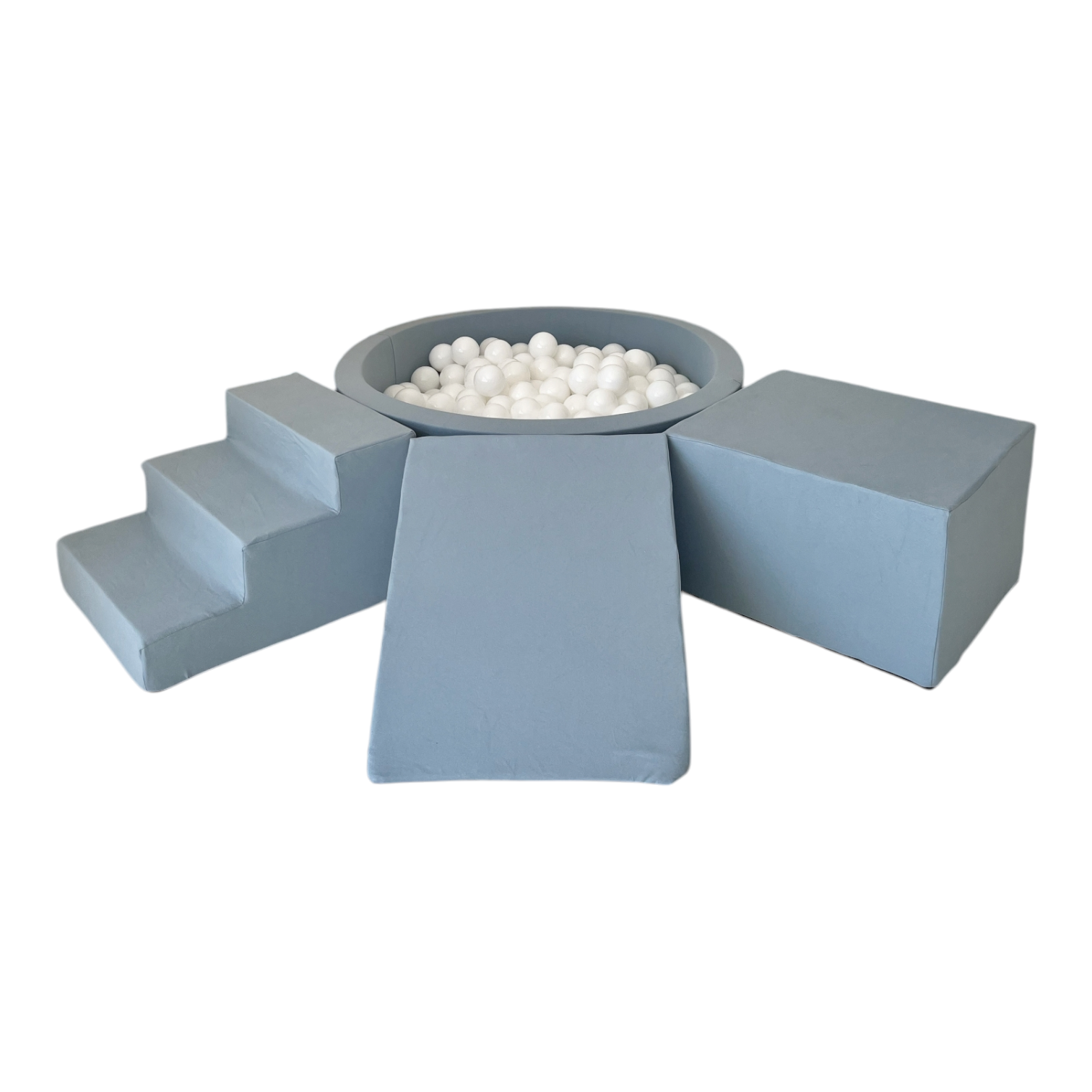 3dílná pěnová hrací sada se suchým bazénkem a 200 míčky – Bavlna (6 barev)