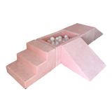 5dílná sametová pěnová hrací sada s mini bazénkem a 100 míčky – bavlna (4 barvy)