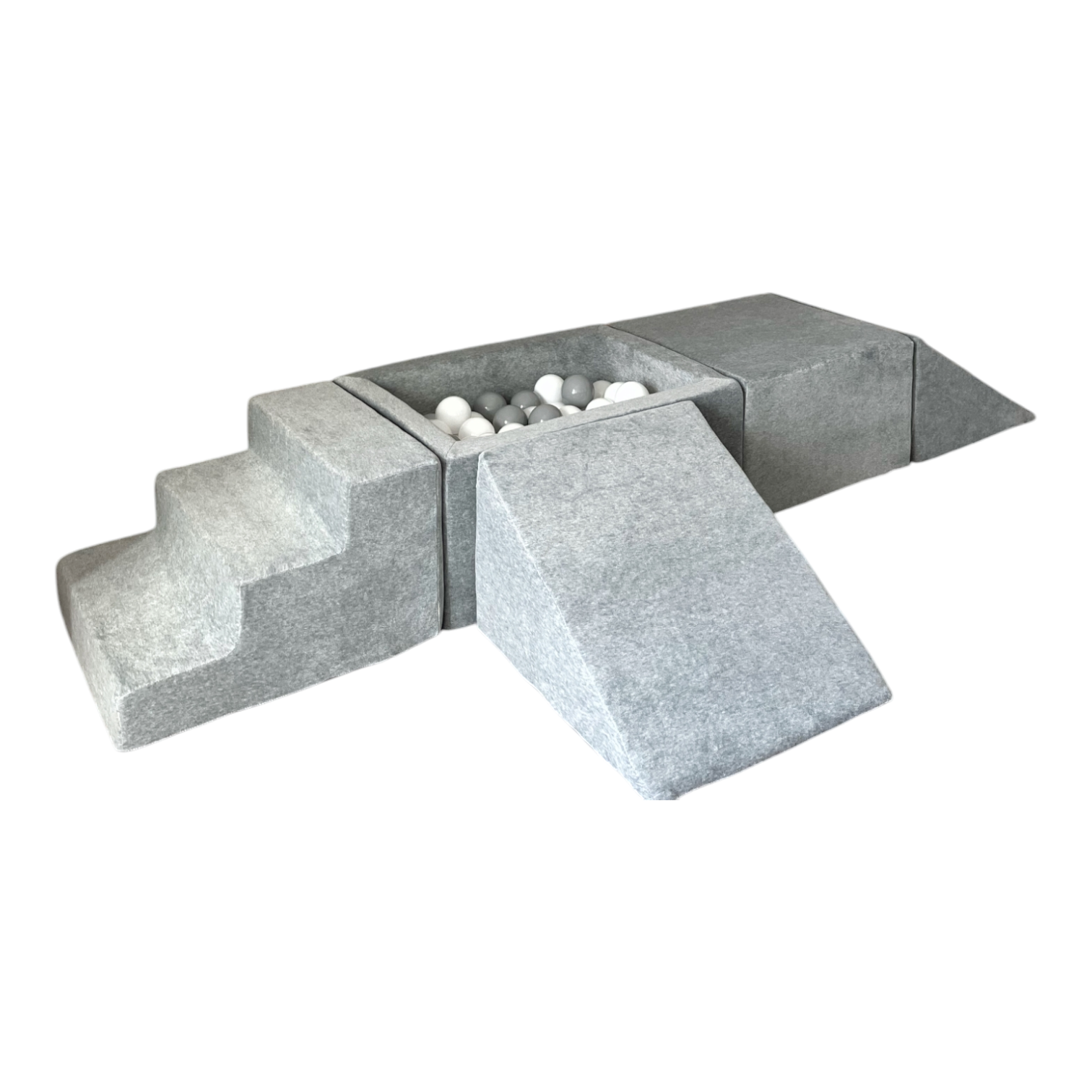 5dílná sametová pěnová hrací sada s mini bazénkem a 100 míčky – bavlna (4 barvy)