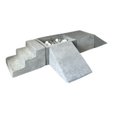 5dílná sametová pěnová hrací sada s mini bazénkem a 100 míčky – bavlna (4 barvy)