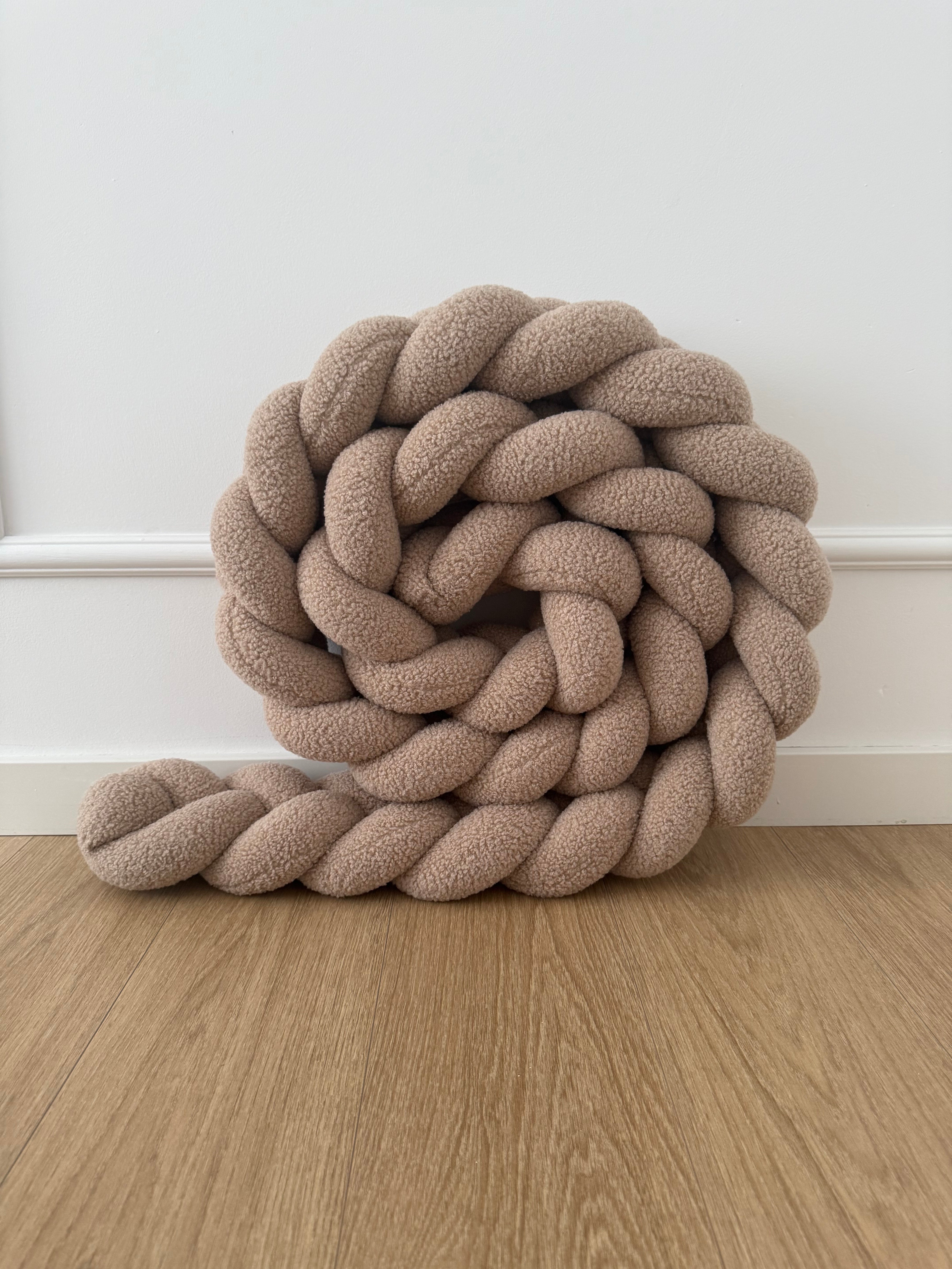 Bouclé mantinel do postýlky - Pletený cop - Béžový