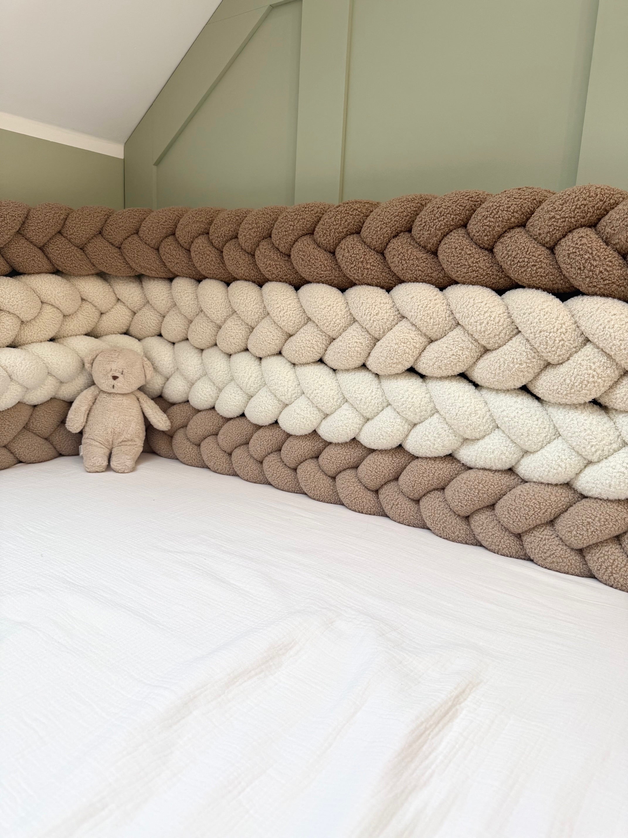 Bouclé mantinel do postýlky - Pletený cop - Béžový