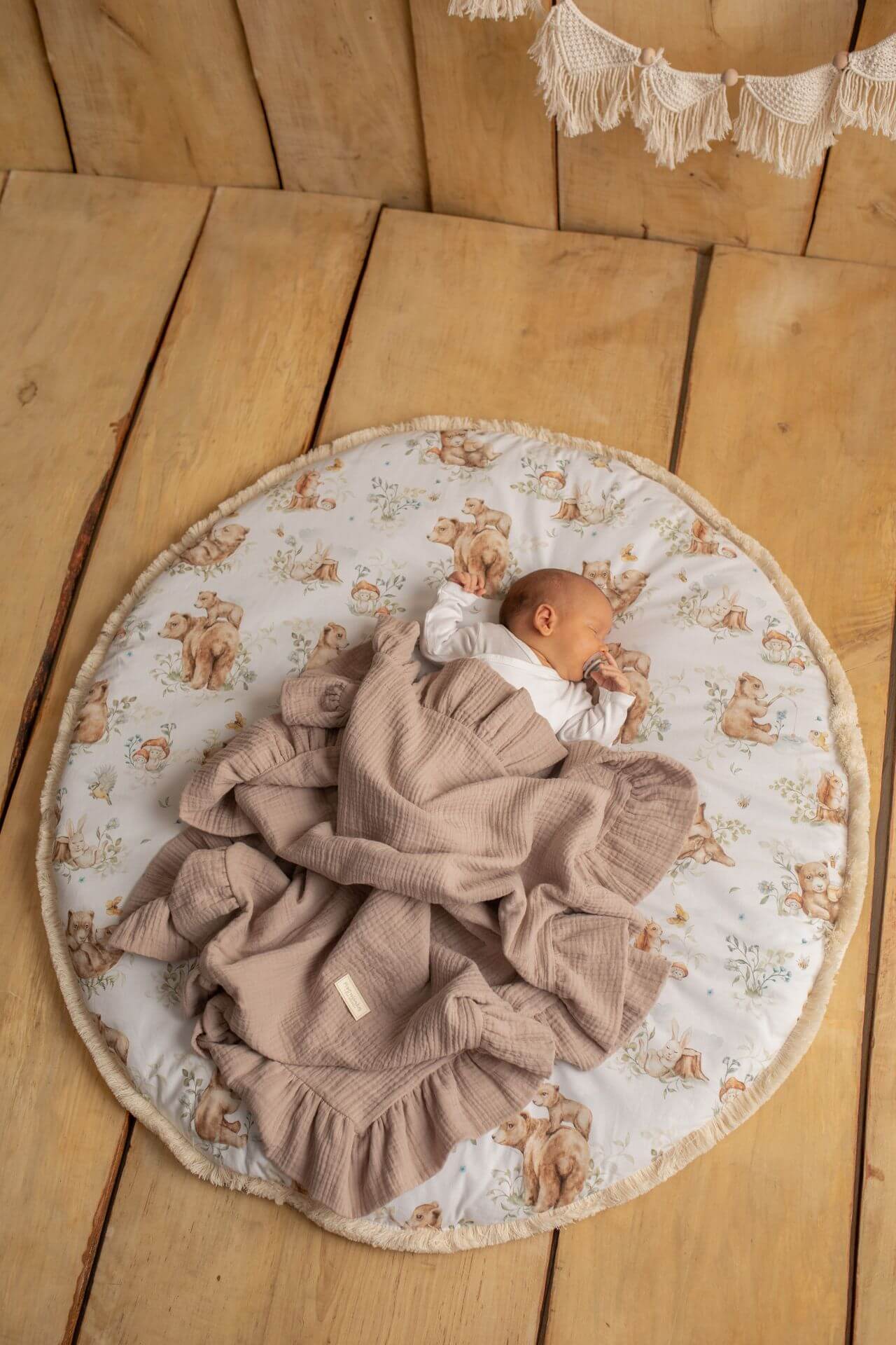 Light Organic Muslin Baby Blanket Beige 2