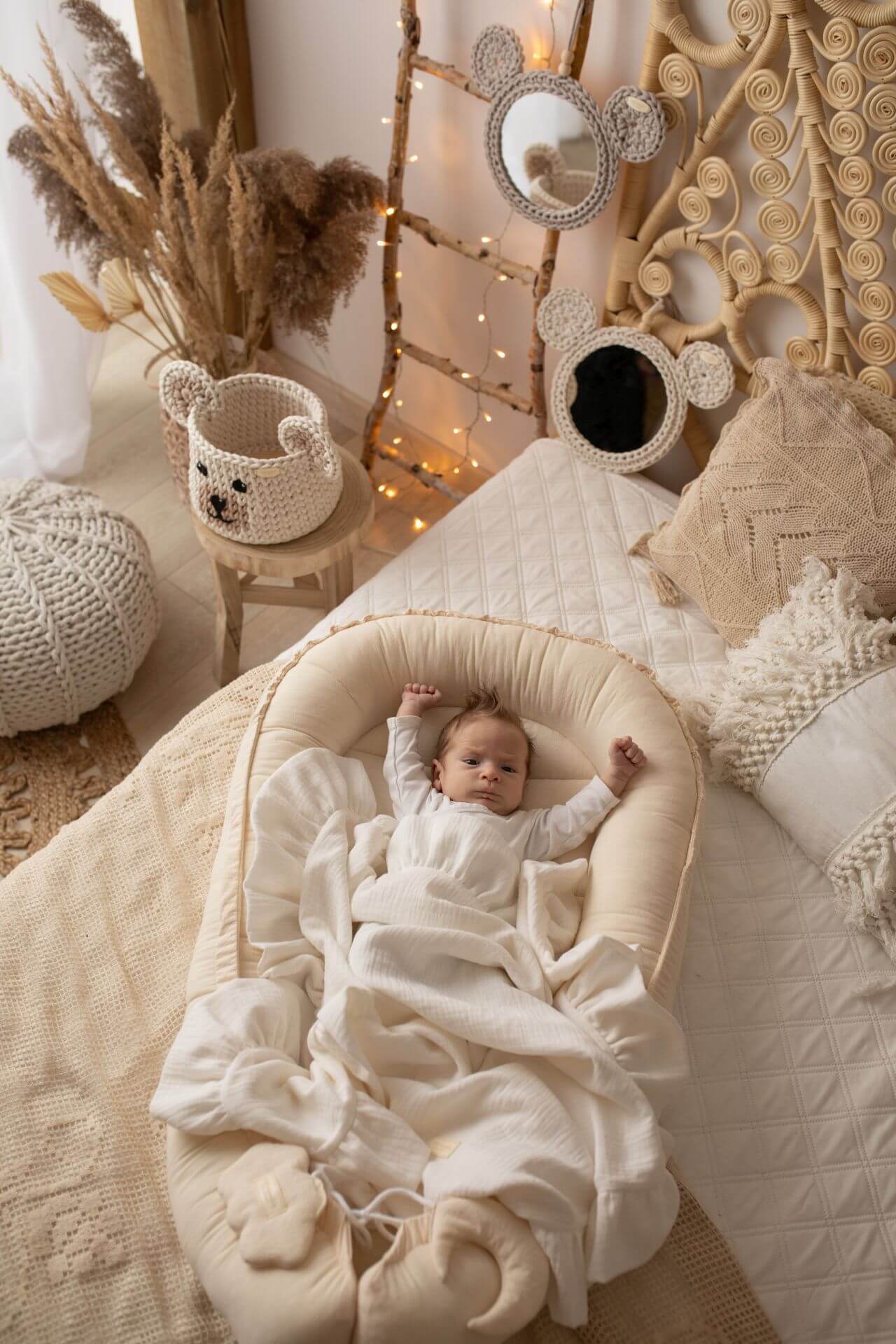 Light Organic Muslin Baby Blanket – cream 3