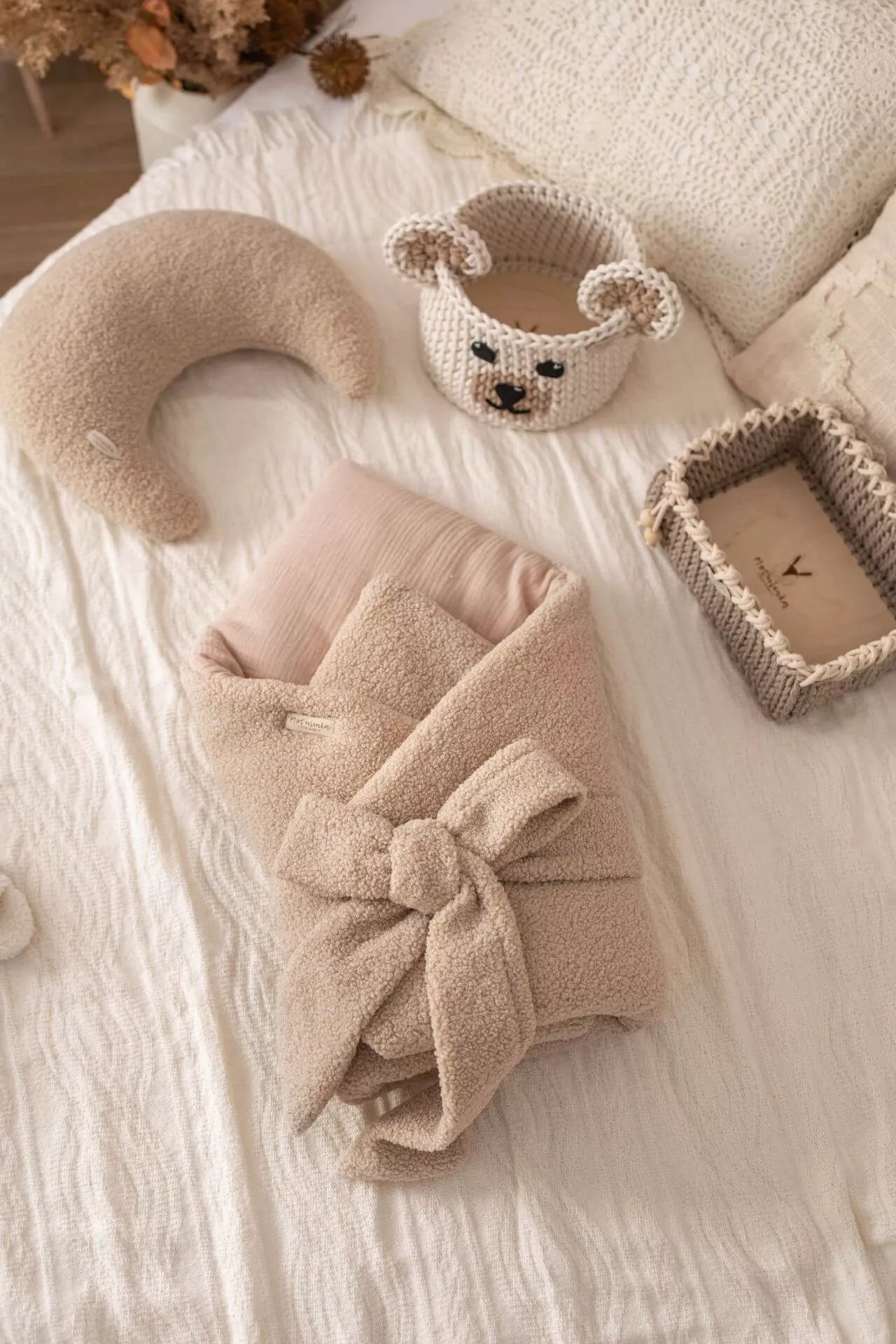 Zavinovačka pro novorozence - Bouclé & bavlněný mušelín (4 barvy)