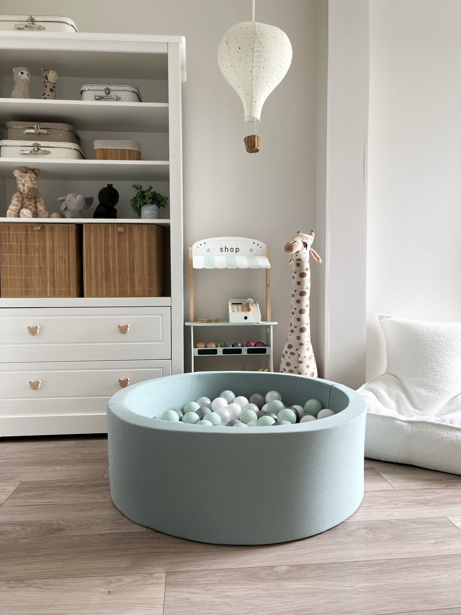 Prémiový bavlněný bazének s míčky – Tmavě Mátový (200–250 ks)