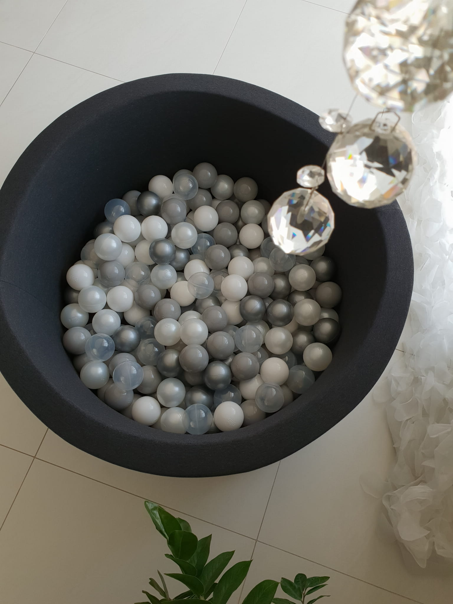 Prémiový bavlněný bazének s míčky – Grafitový (200–250 ks)