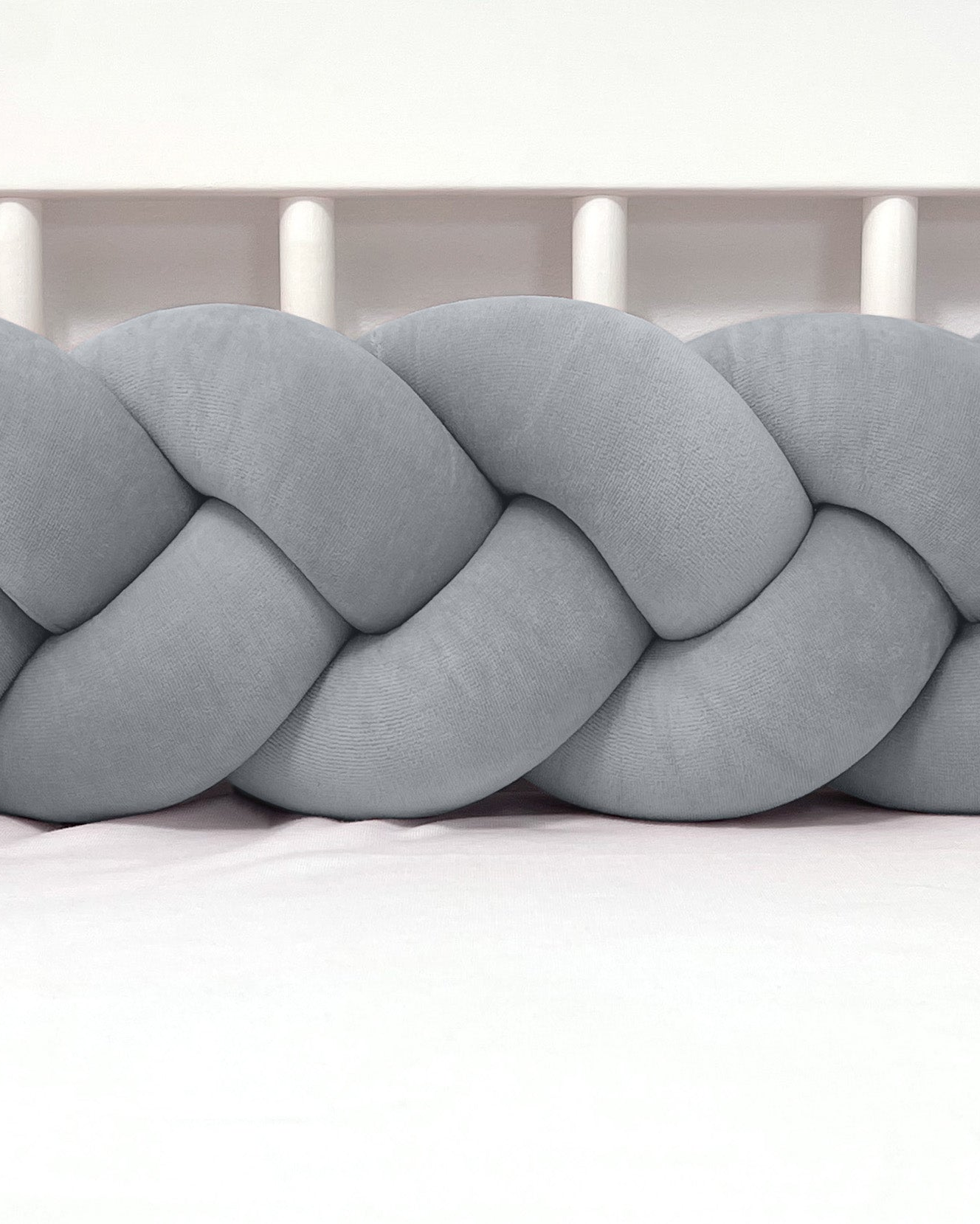 Mantinel do postýlky - Pletený cop (klasický) - Tmavě šedý (120-400 cm)