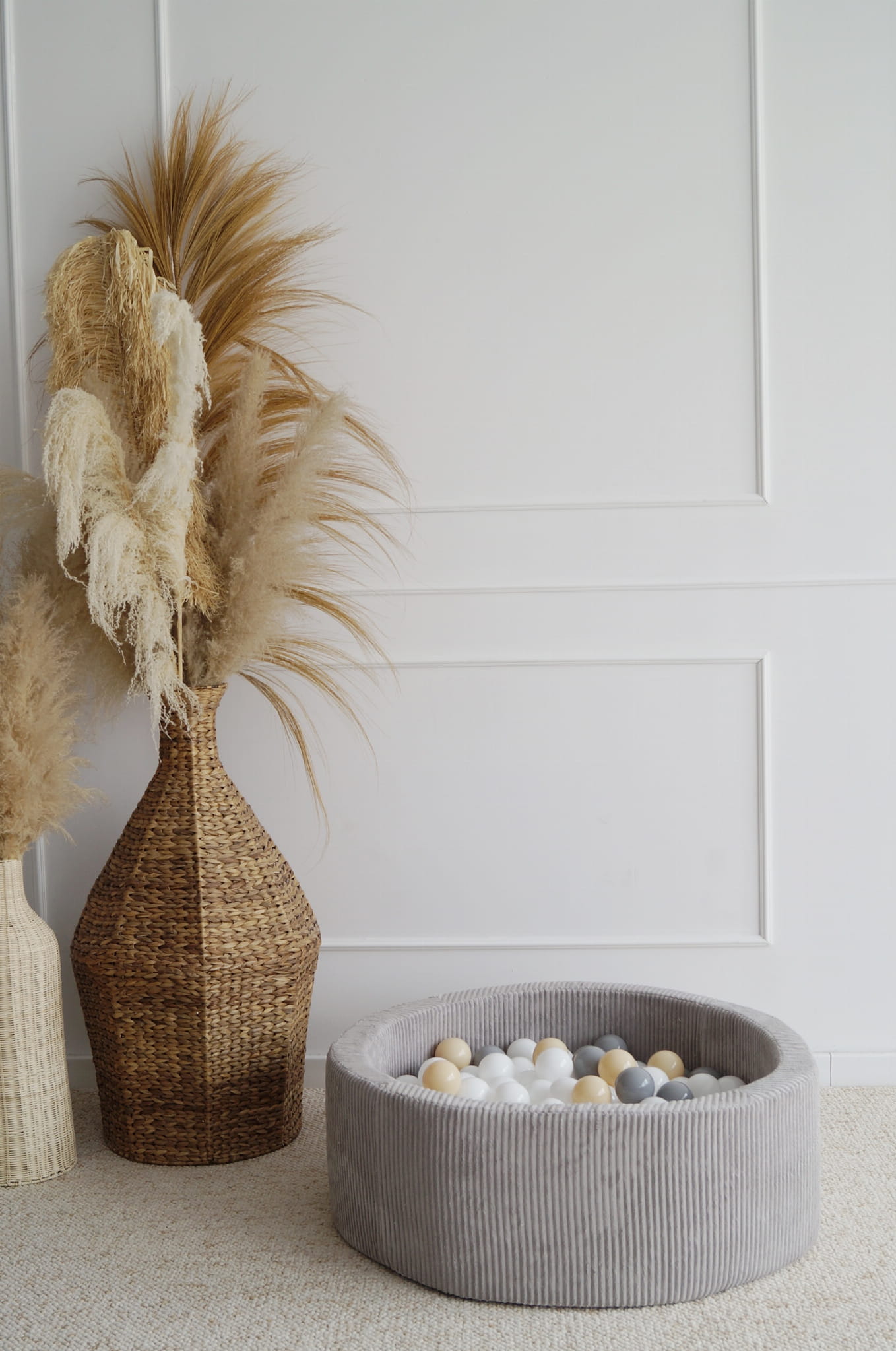 Manšestrový suchý bazének s míčky - Šedý