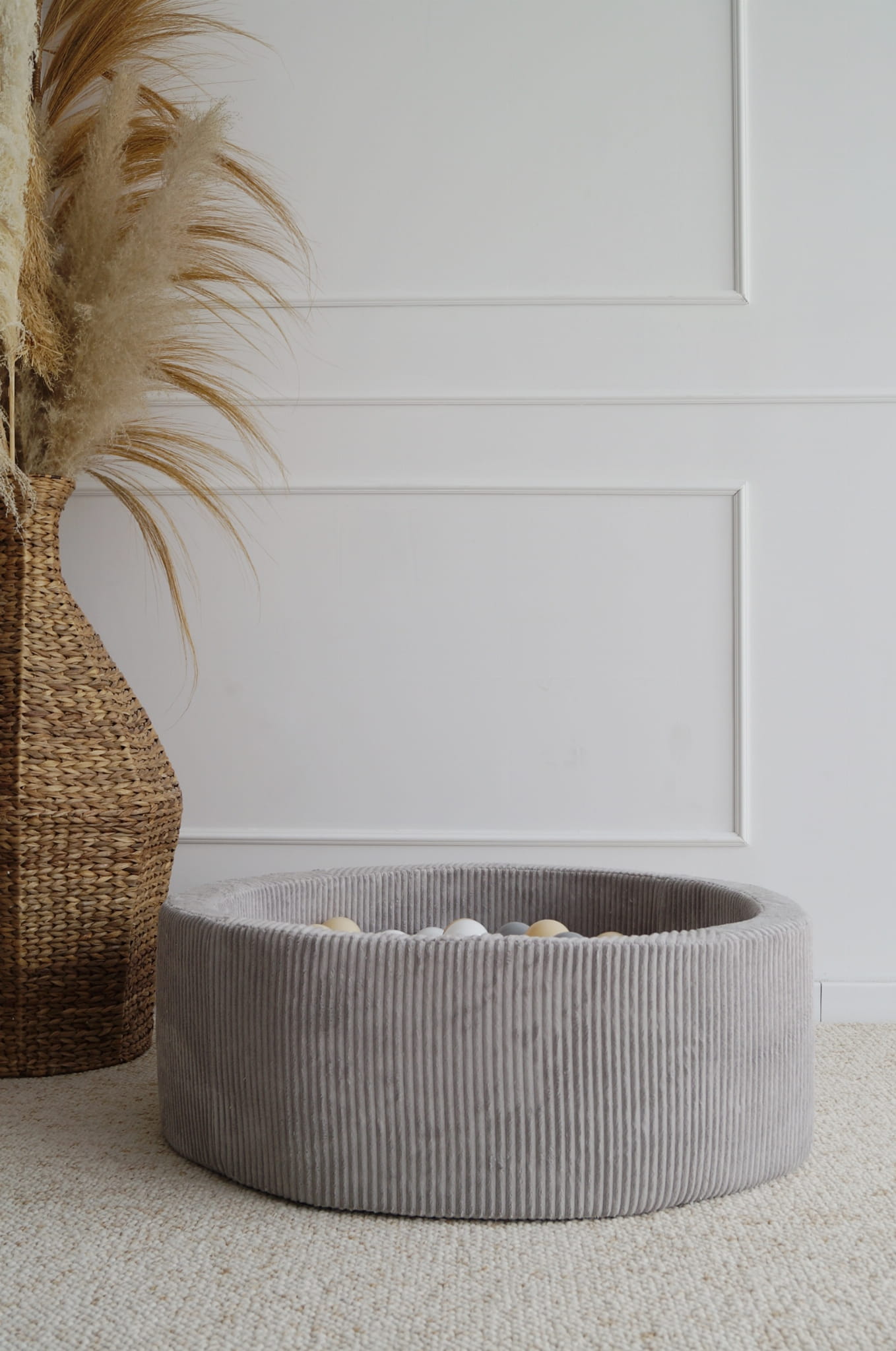 Manšestrový suchý bazének s míčky - Šedý