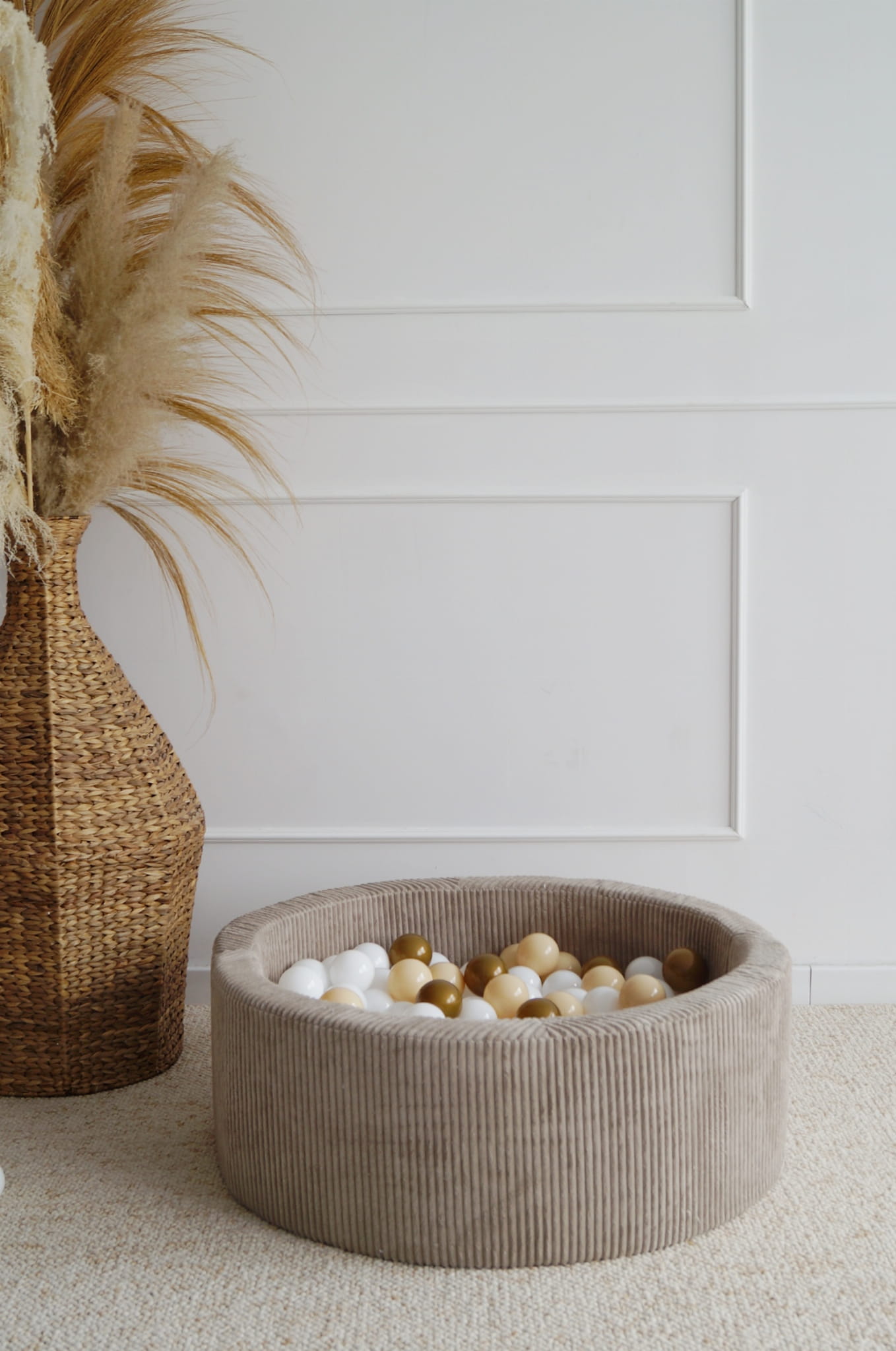 Manšestrový suchý bazének s míčky - Béžový