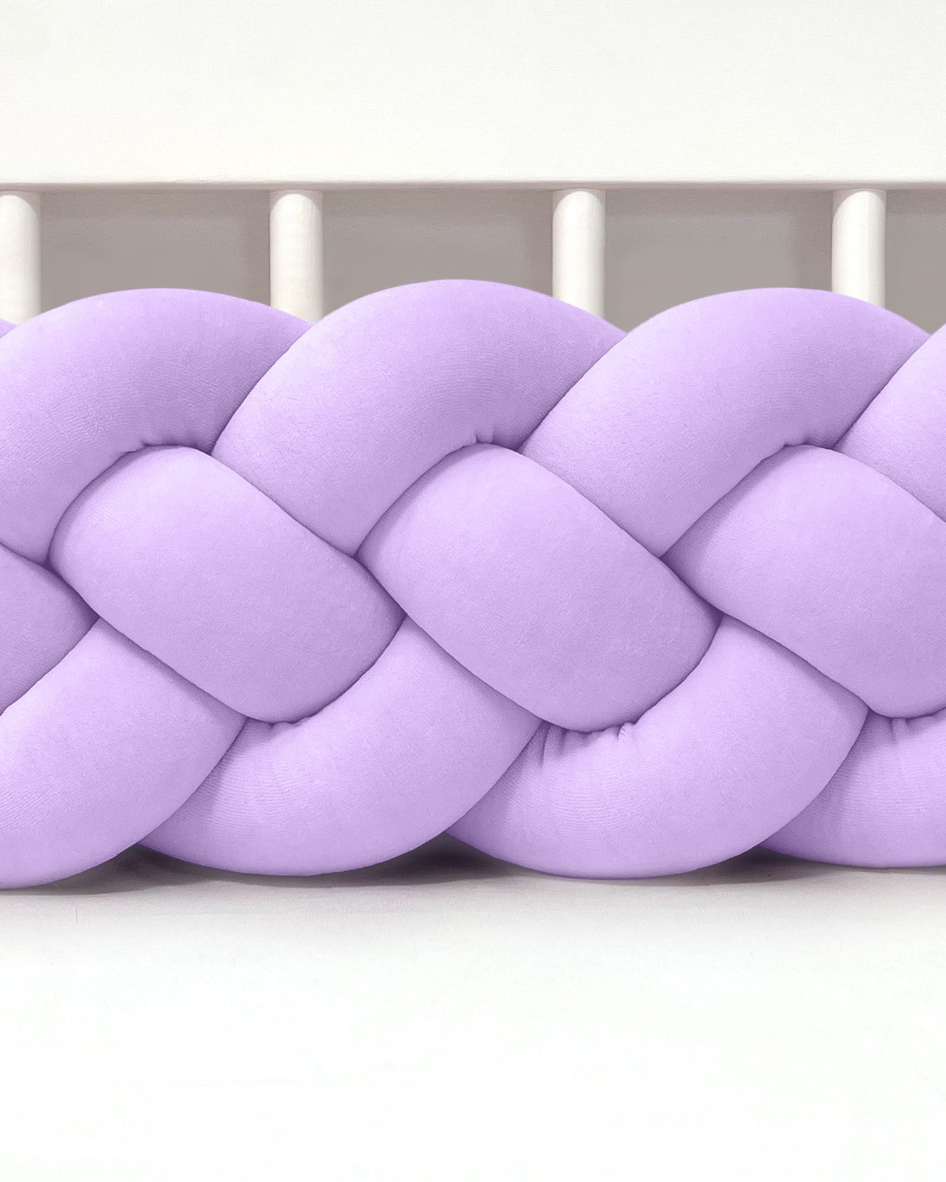 Mantinel do postýlky – Pletený cop 4-pramenný - Levandulový (120-400 cm)