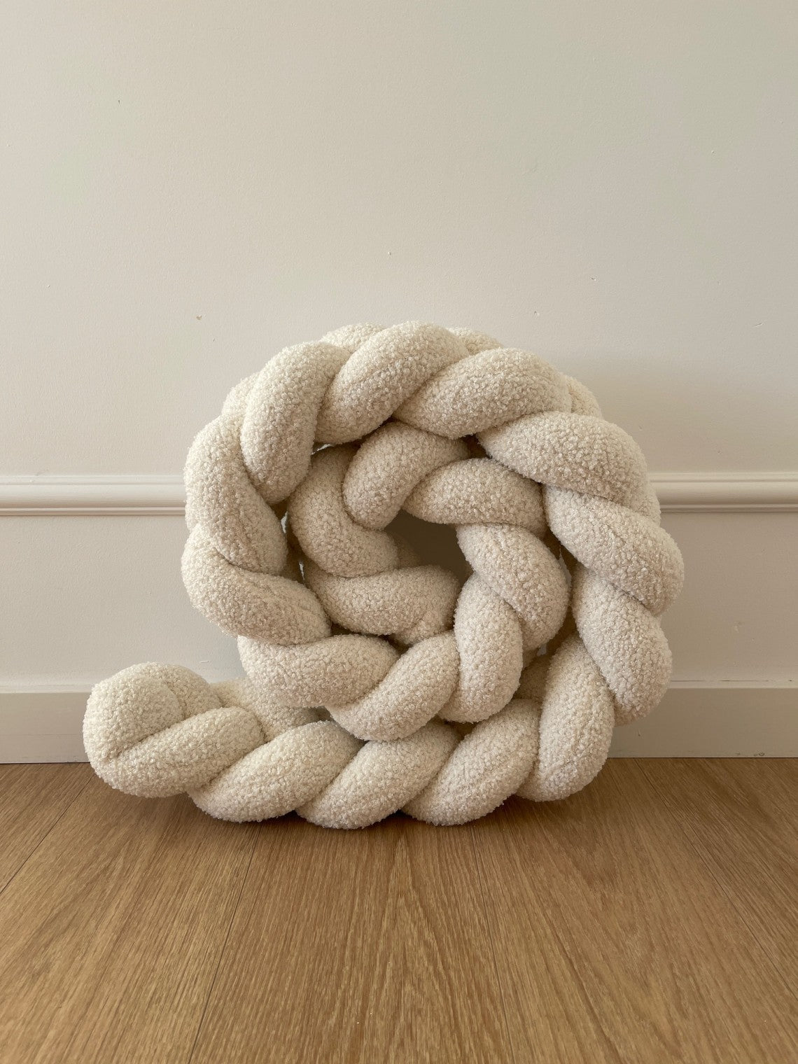 Bouclé mantinel do postýlky - Pletený cop - Ecru