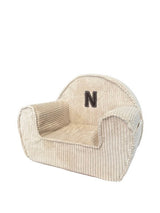 Personalizované manšestrové dětské křesílko s iniciály – Vyrobeno na zakázku