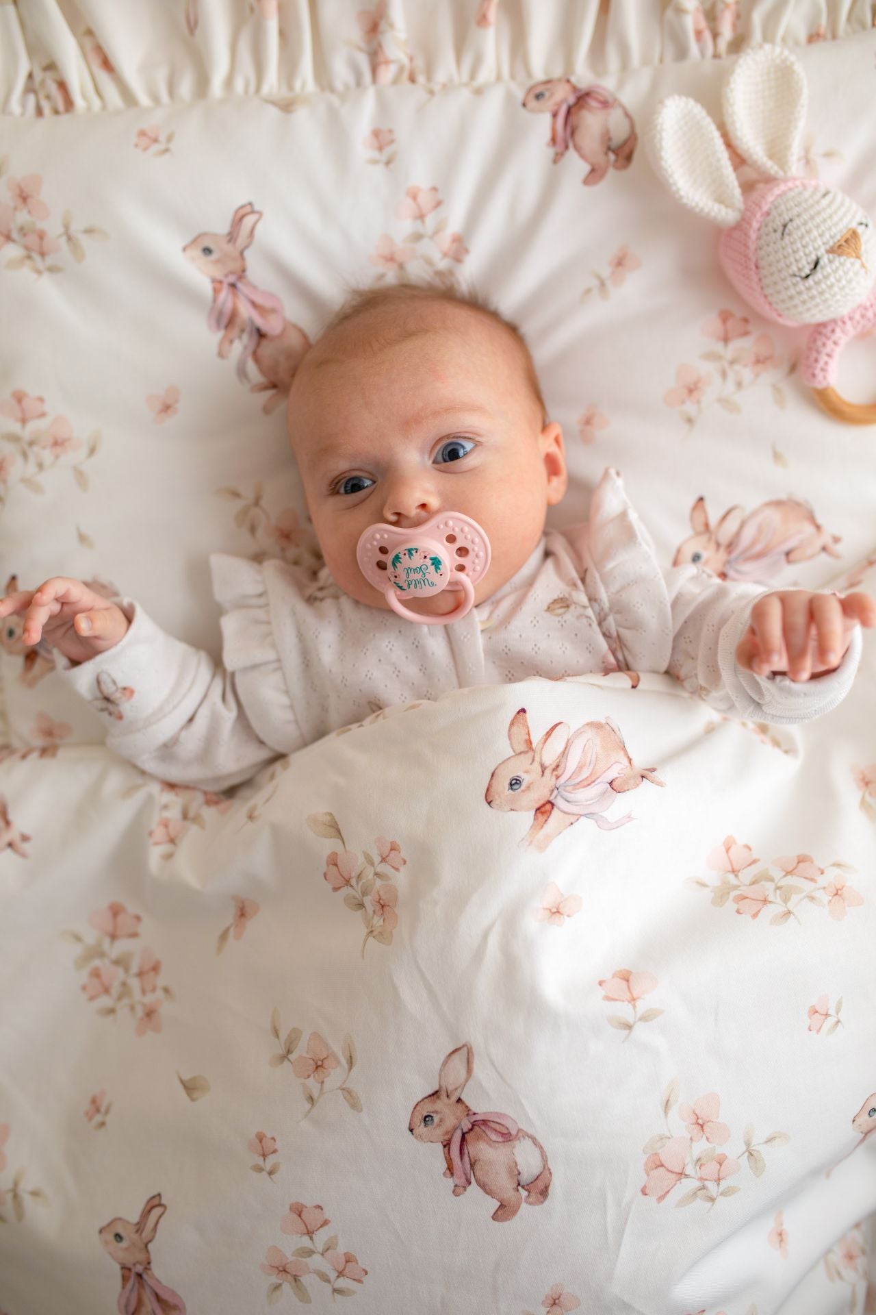 Dětská ložní souprava s výplní z prémiové bavlny - Králíčci s mašličkami