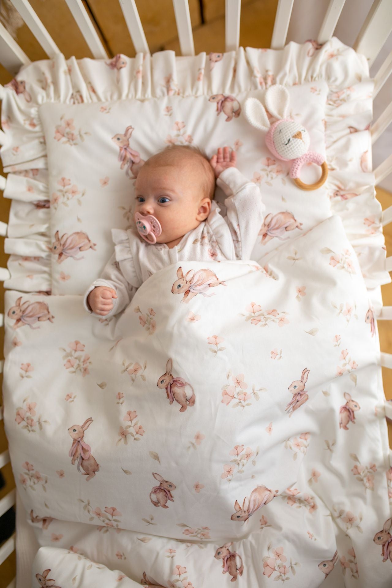 Dětská ložní souprava s výplní z prémiové bavlny - Králíčci s mašličkami