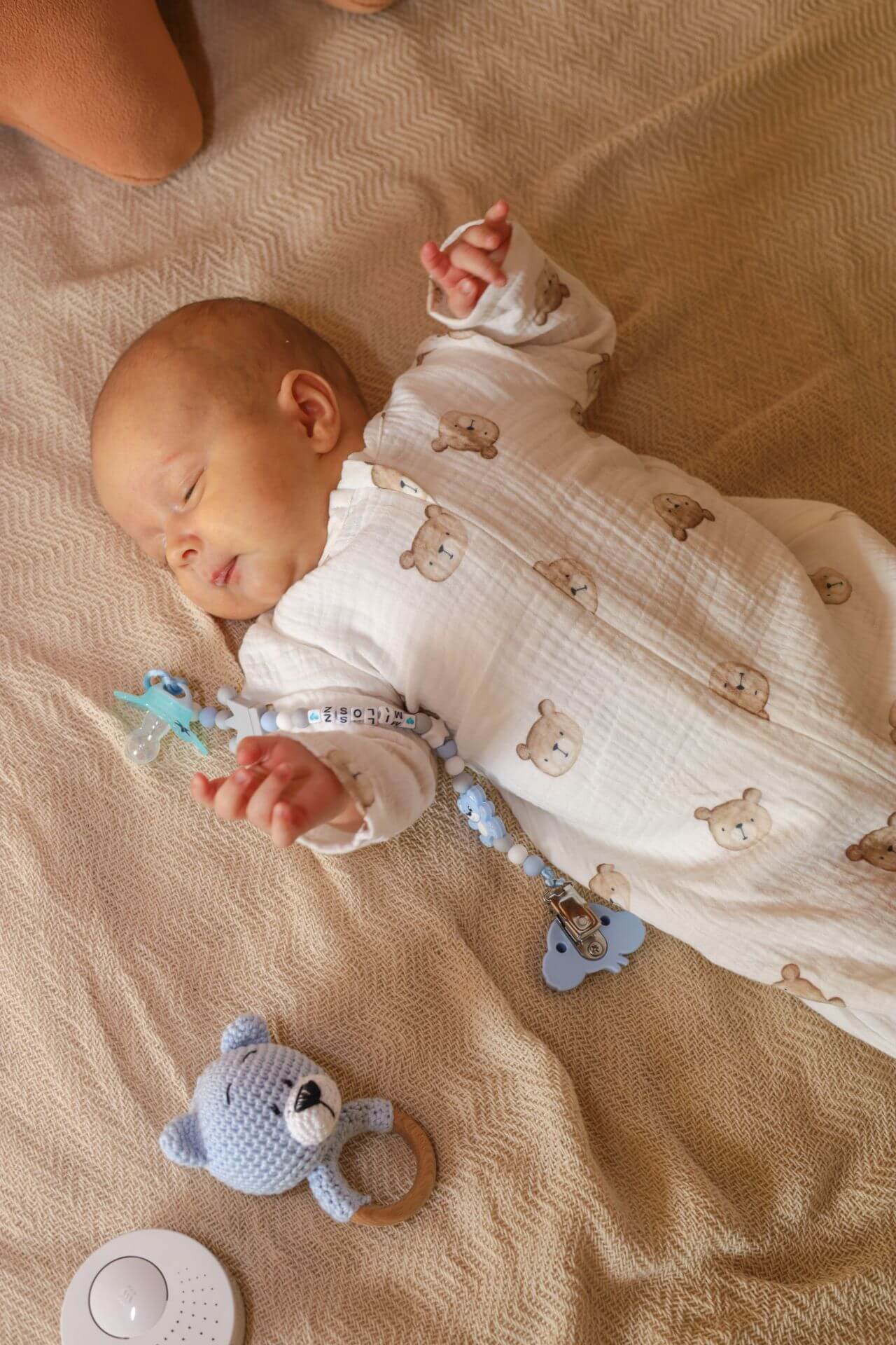 Měkké bavlněné mušelínové overaly, zapínání na zip - Medvídci (0-12 měsíců)