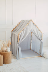 Velký dětský herní domeček s mušelínovým závěsem a pěnovou podložkou