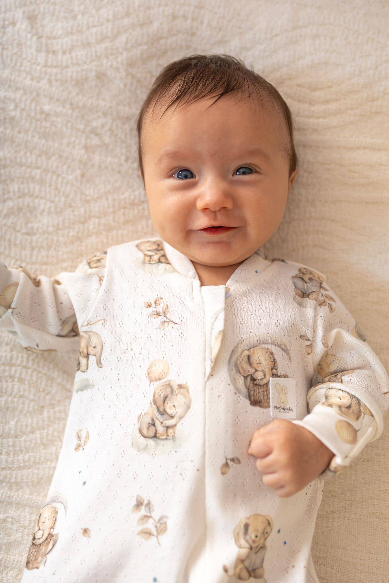 Ažurové kojenecké dupačky Sloníci (0-12 měsíců)