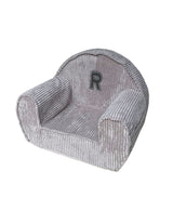 Personalizované manšestrové dětské křesílko s iniciály – Vyrobeno na zakázku